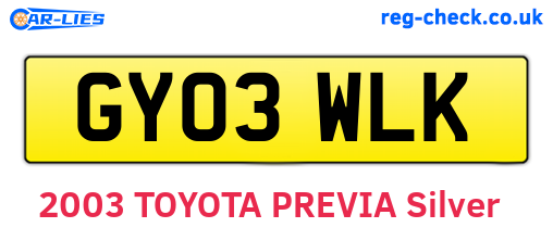 GY03WLK are the vehicle registration plates.