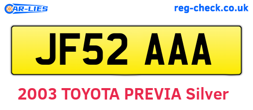 JF52AAA are the vehicle registration plates.