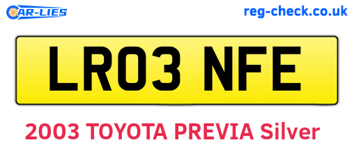 LR03NFE are the vehicle registration plates.