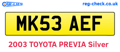MK53AEF are the vehicle registration plates.