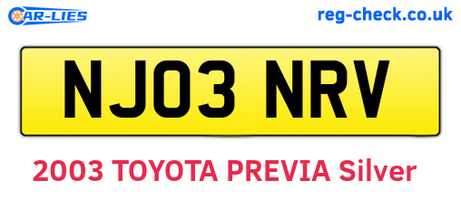NJ03NRV are the vehicle registration plates.