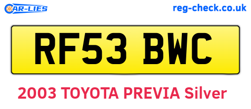 RF53BWC are the vehicle registration plates.