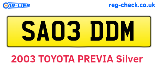 SA03DDM are the vehicle registration plates.