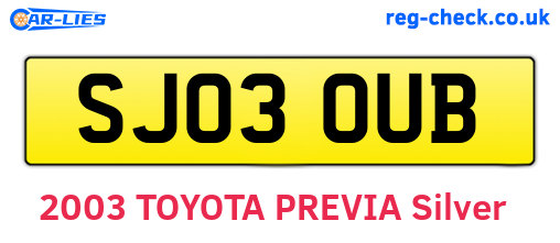 SJ03OUB are the vehicle registration plates.