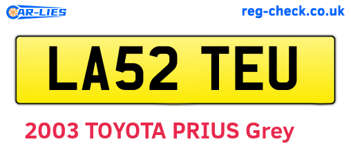 LA52TEU are the vehicle registration plates.