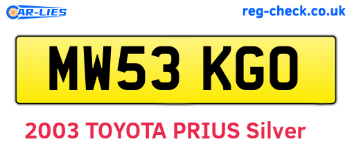 MW53KGO are the vehicle registration plates.