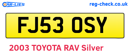 FJ53OSY are the vehicle registration plates.