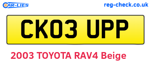 CK03UPP are the vehicle registration plates.