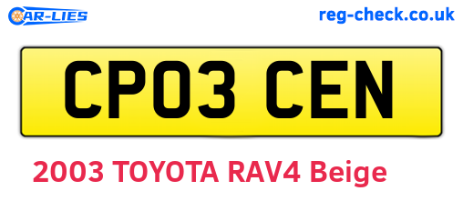 CP03CEN are the vehicle registration plates.