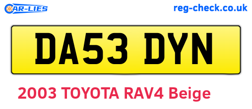 DA53DYN are the vehicle registration plates.