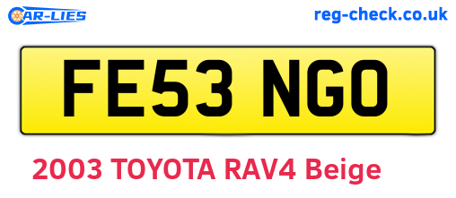 FE53NGO are the vehicle registration plates.