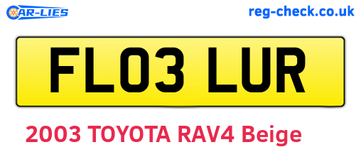 FL03LUR are the vehicle registration plates.