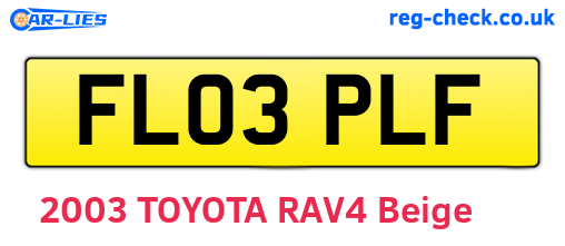 FL03PLF are the vehicle registration plates.