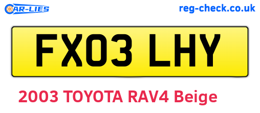 FX03LHY are the vehicle registration plates.