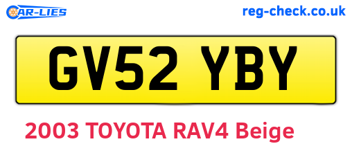 GV52YBY are the vehicle registration plates.
