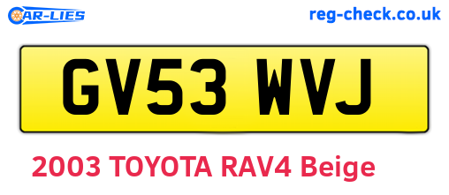 GV53WVJ are the vehicle registration plates.