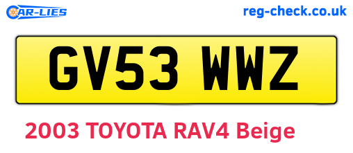 GV53WWZ are the vehicle registration plates.