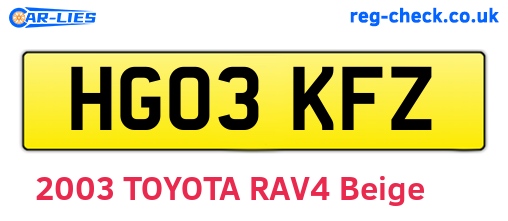 HG03KFZ are the vehicle registration plates.