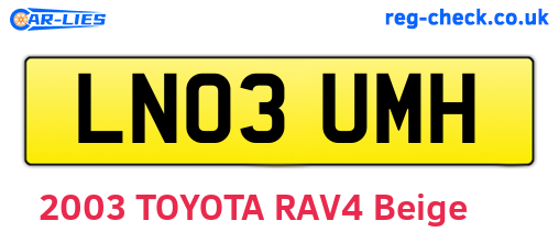 LN03UMH are the vehicle registration plates.