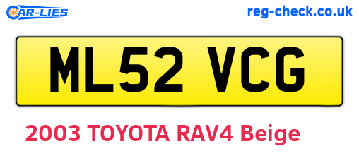 ML52VCG are the vehicle registration plates.