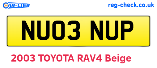 NU03NUP are the vehicle registration plates.