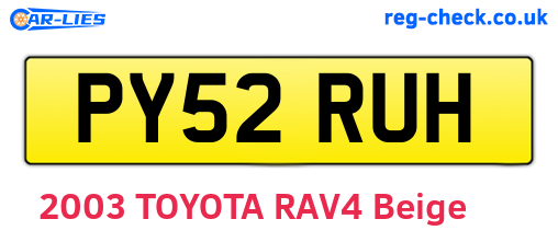 PY52RUH are the vehicle registration plates.