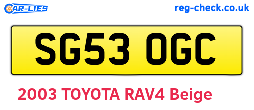 SG53OGC are the vehicle registration plates.
