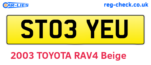 ST03YEU are the vehicle registration plates.