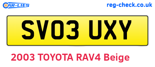 SV03UXY are the vehicle registration plates.