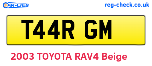 T44RGM are the vehicle registration plates.