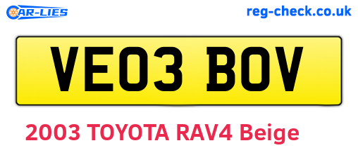 VE03BOV are the vehicle registration plates.