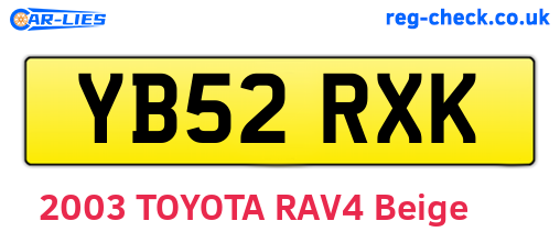 YB52RXK are the vehicle registration plates.