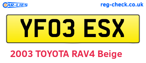 YF03ESX are the vehicle registration plates.