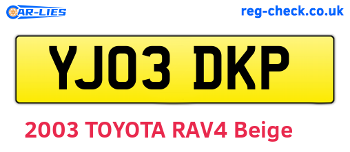 YJ03DKP are the vehicle registration plates.