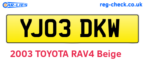 YJ03DKW are the vehicle registration plates.