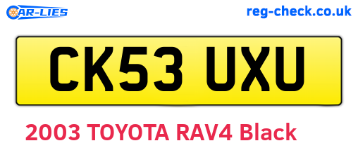 CK53UXU are the vehicle registration plates.