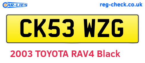 CK53WZG are the vehicle registration plates.