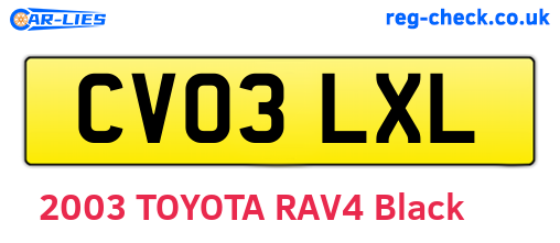 CV03LXL are the vehicle registration plates.