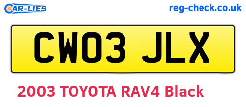 CW03JLX are the vehicle registration plates.