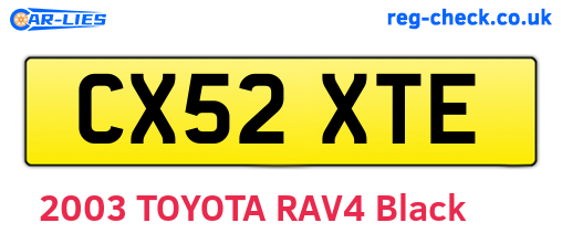 CX52XTE are the vehicle registration plates.