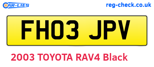 FH03JPV are the vehicle registration plates.