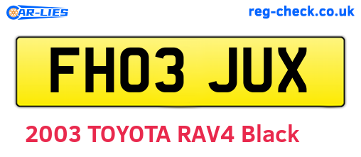 FH03JUX are the vehicle registration plates.
