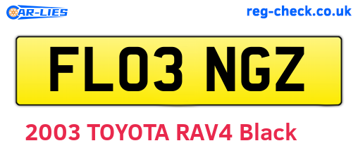 FL03NGZ are the vehicle registration plates.