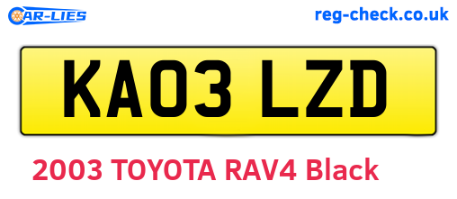 KA03LZD are the vehicle registration plates.