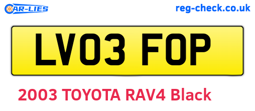LV03FOP are the vehicle registration plates.