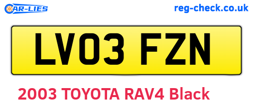 LV03FZN are the vehicle registration plates.