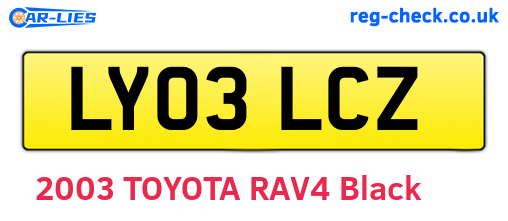 LY03LCZ are the vehicle registration plates.