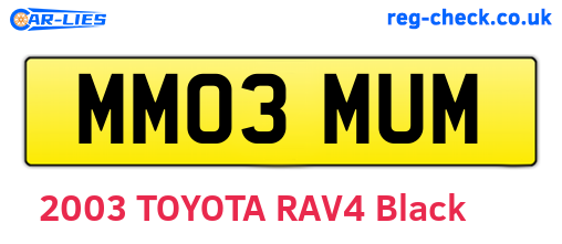 MM03MUM are the vehicle registration plates.