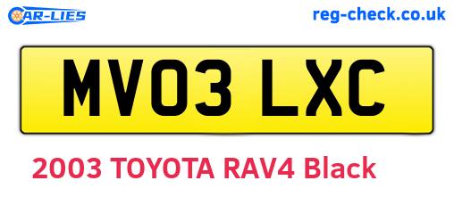 MV03LXC are the vehicle registration plates.