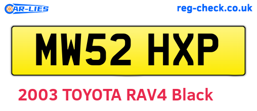 MW52HXP are the vehicle registration plates.
